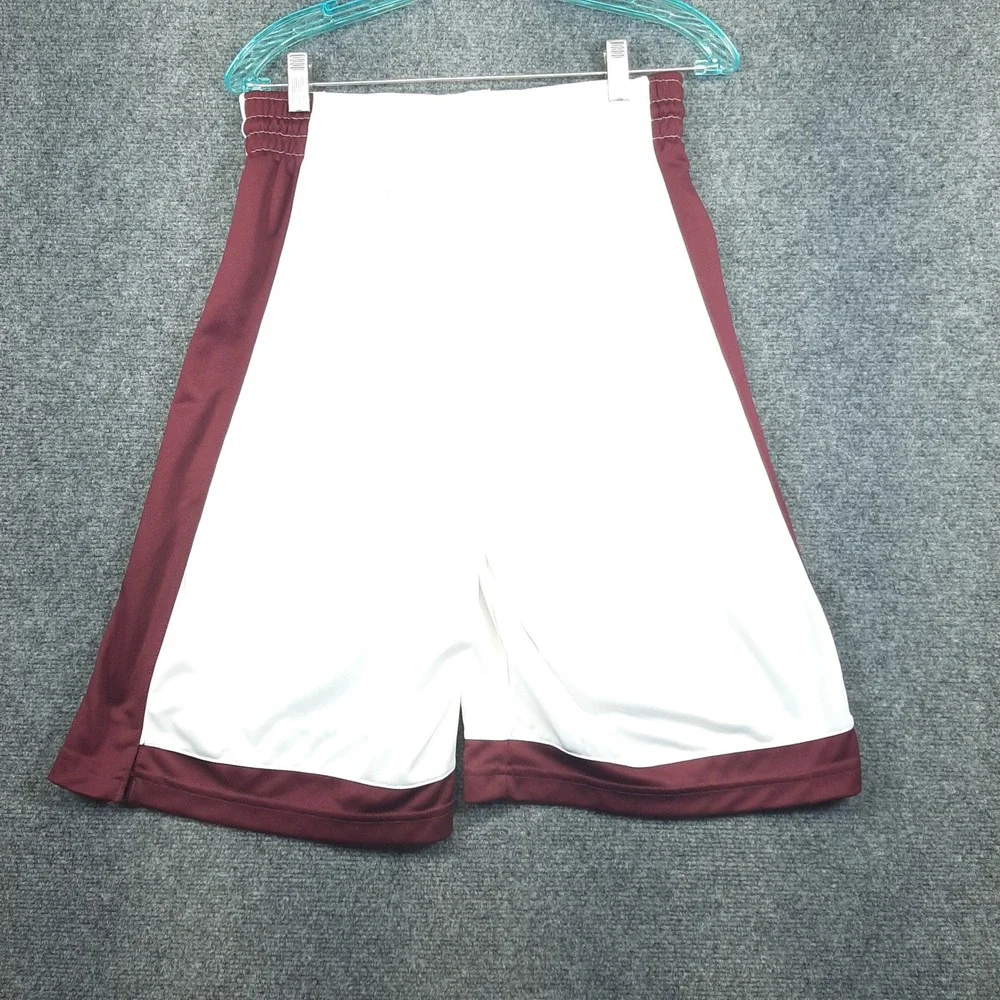 Nike Basketball Shorts 639400-113 Medium White Burgundy Mens Athletic Gym